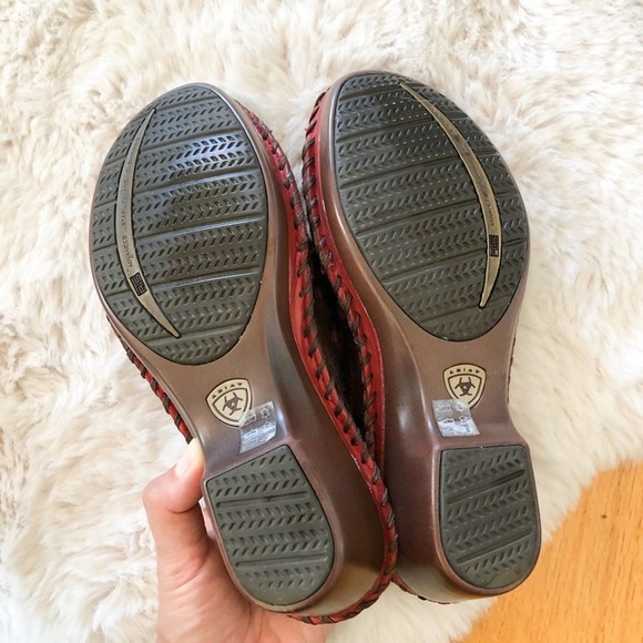 ARIAT Red Leather Sandals Size 6.5 - Picture 6 of 8